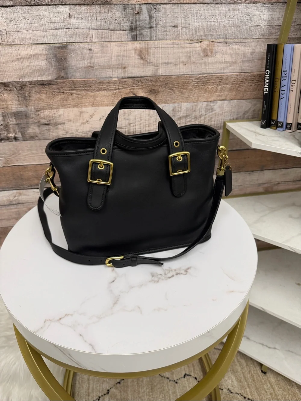 Coach Black Leather Legacy Satchel 9063 With Gold Buckle